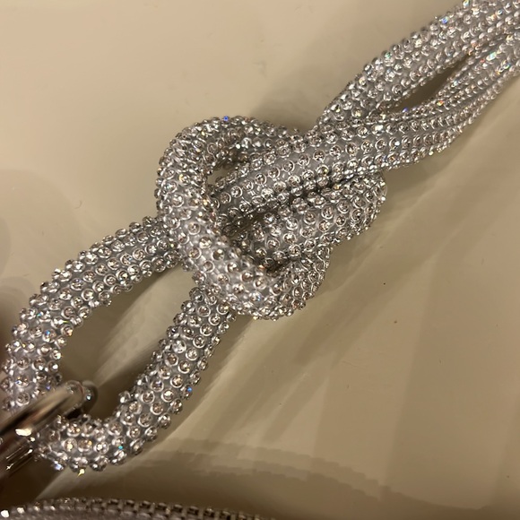NWOT Silver Rhinestone Evening Bag with detachable strap. - Picture 5 of 12